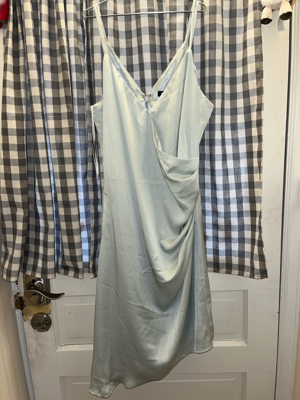 Express Light Sage Green Asymmetrical Slip Dress